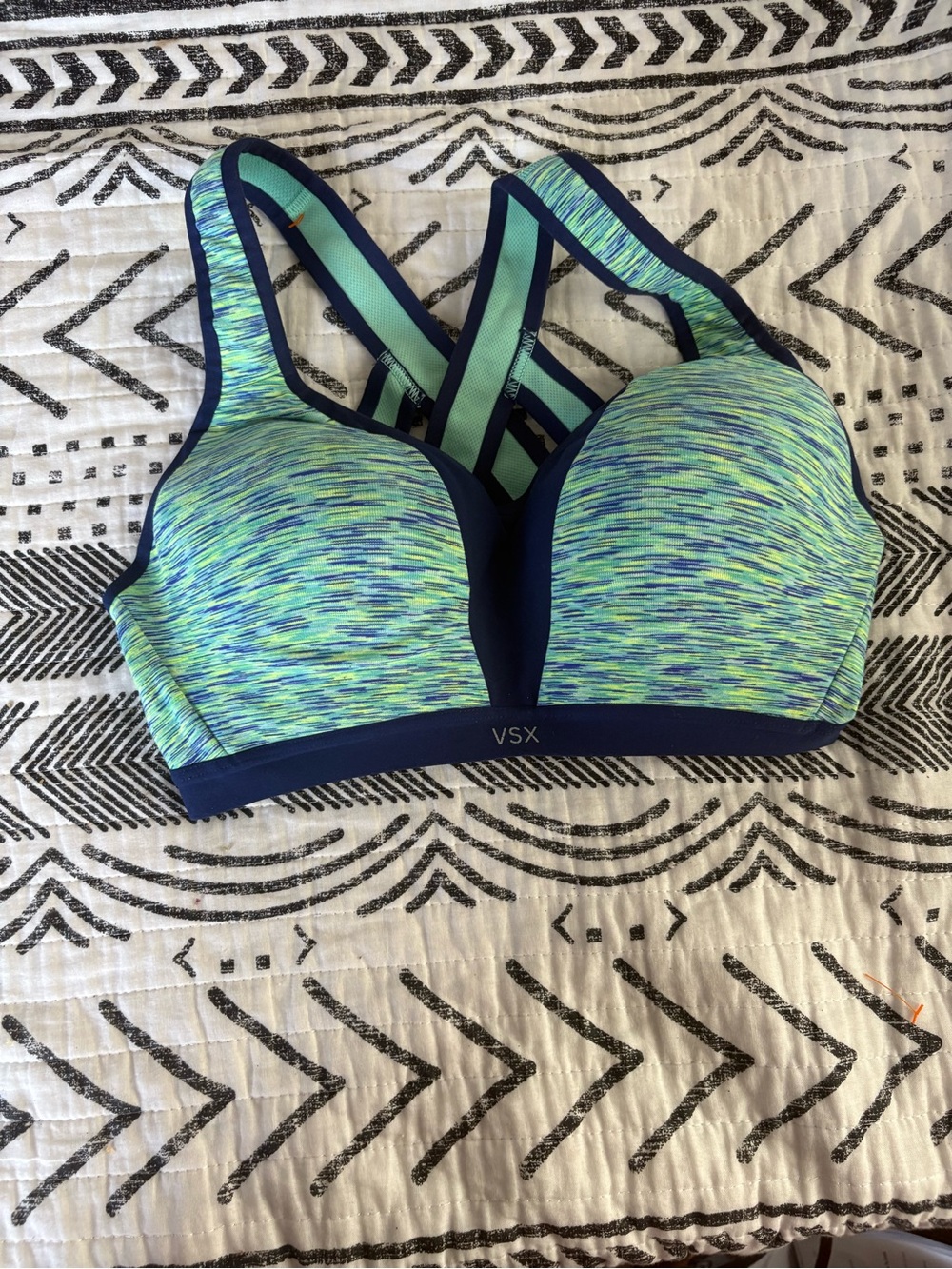 VSX Victoria Secrets Blue-Green Heathered Strappy Sports Bra
